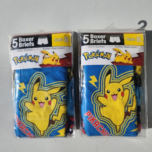 NEW 10 Pokemon size 8 boxer briefs underwear boxers boy's 100% Cotton Bundle NEW - Picture 1 of 5